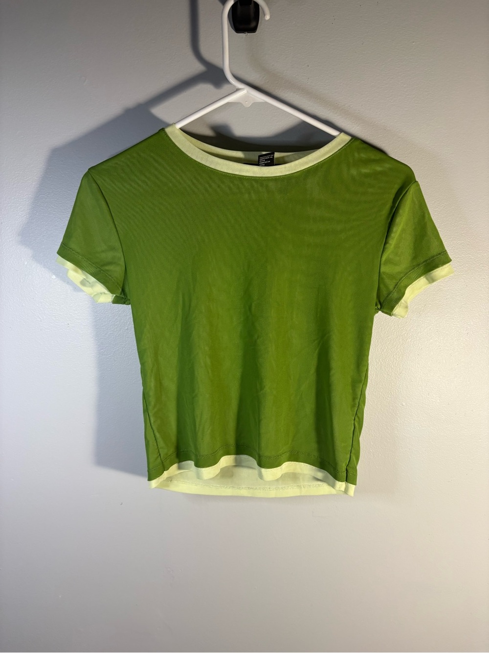 Forever 21 Green Short Sleeve Ringer Tee with Cream Trim